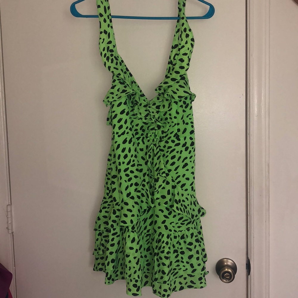Neon green cheetah dress